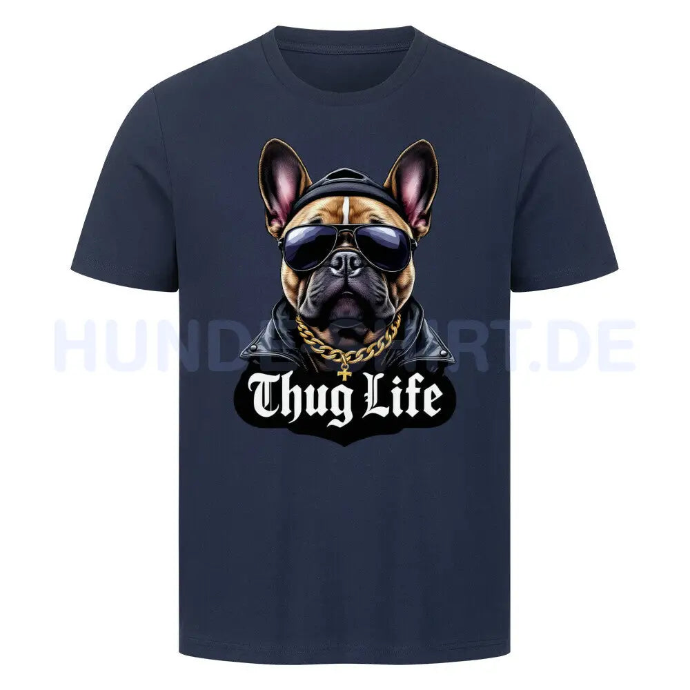 Premium T-Shirt "Frenchie - Thug Life" French Navy – hunde-shirt.de