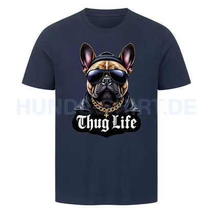 Premium T-Shirt "Frenchie - Thug Life" French Navy – hunde-shirt.de