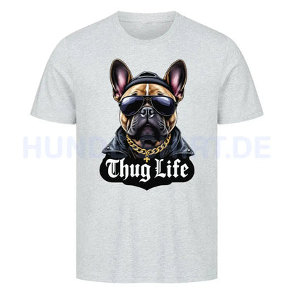 Premium T-Shirt "Frenchie - Thug Life" Heather Grey – hunde-shirt.de