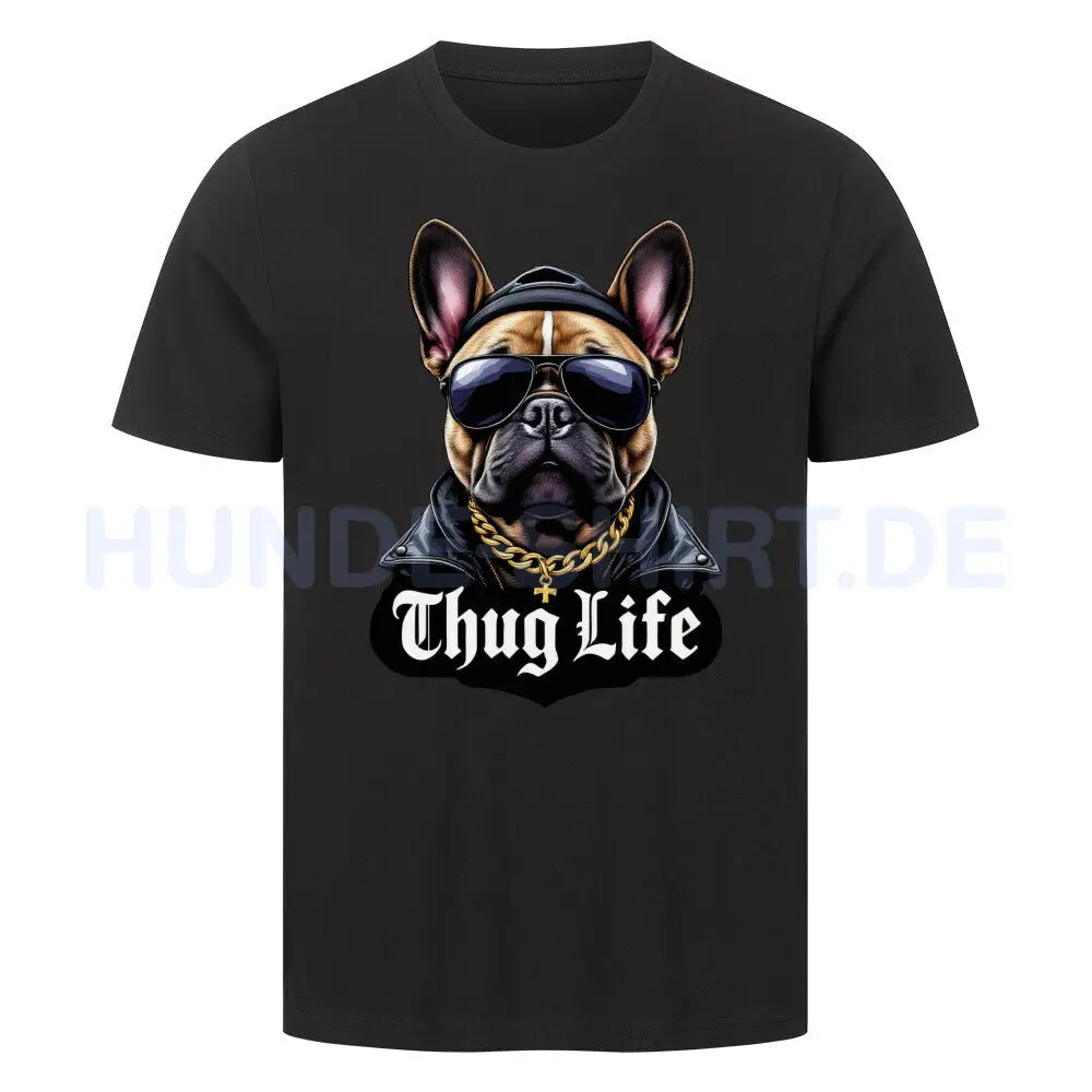 Premium T-Shirt "Frenchie - Thug Life" Schwarz – hunde-shirt.de