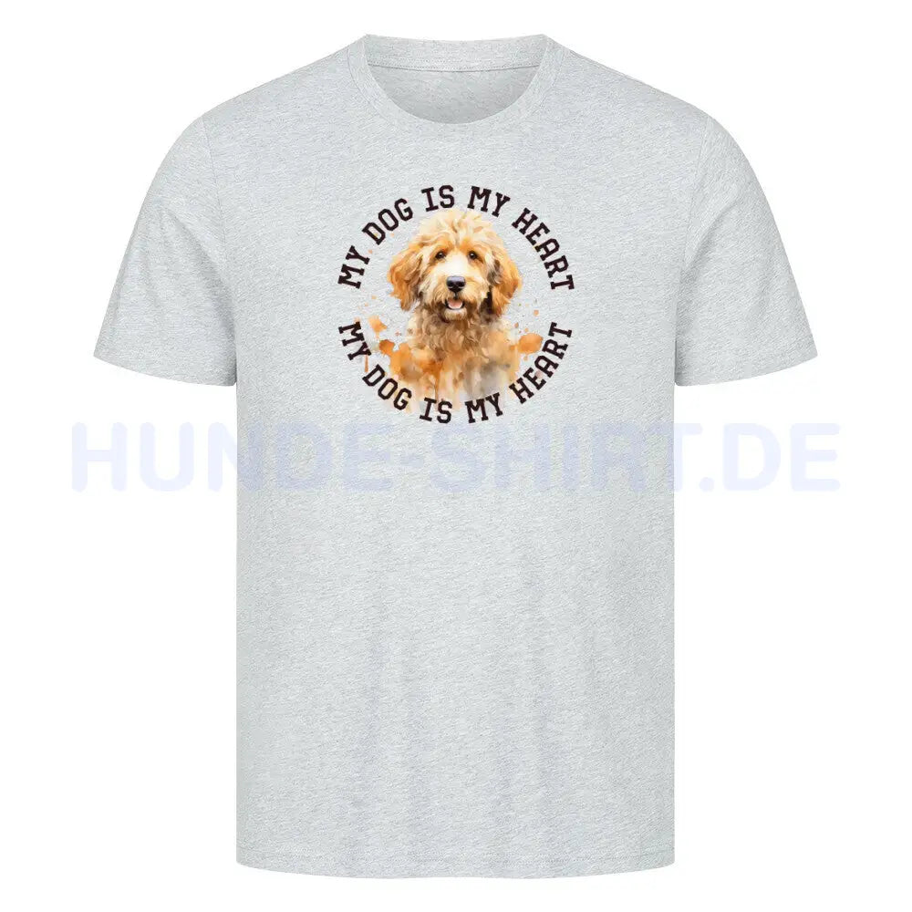 Premium T-Shirt "Golden Doodle HEART" Heather Grey – hunde-shirt.de