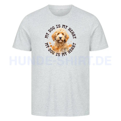 Premium T-Shirt "Golden Doodle HEART" Heather Grey – hunde-shirt.de