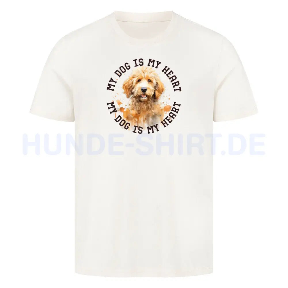 Premium T-Shirt "Golden Doodle HEART" Natural Raw – hunde-shirt.de