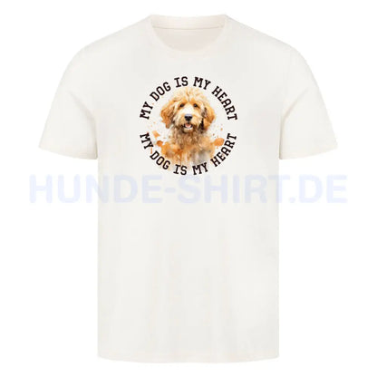 Premium T-Shirt "Golden Doodle HEART" Natural Raw – hunde-shirt.de