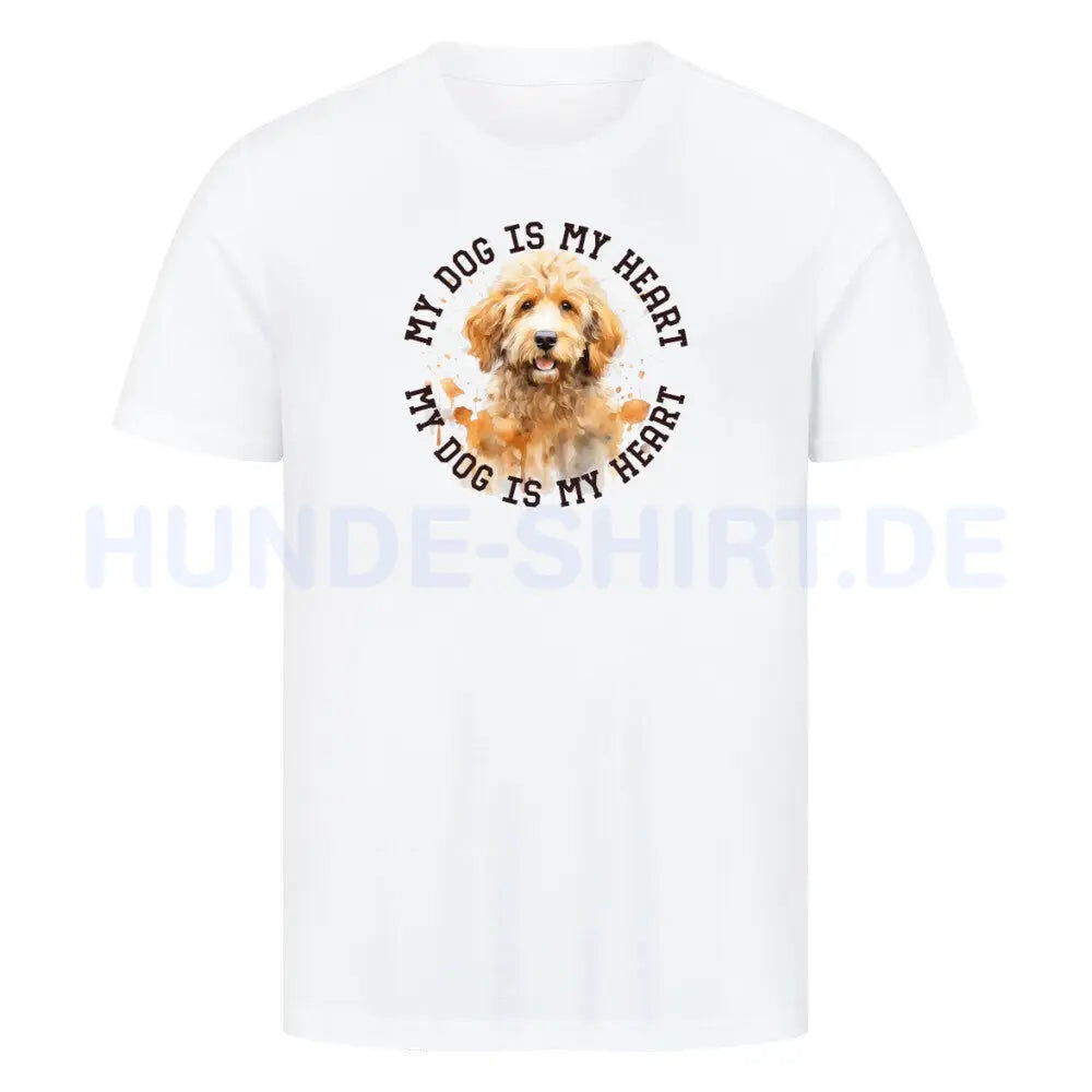 Premium T-Shirt "Golden Doodle HEART" Weiß – hunde-shirt.de