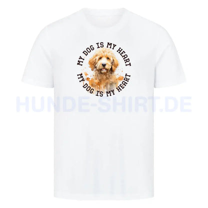 Premium T-Shirt "Golden Doodle HEART" Weiß – hunde-shirt.de