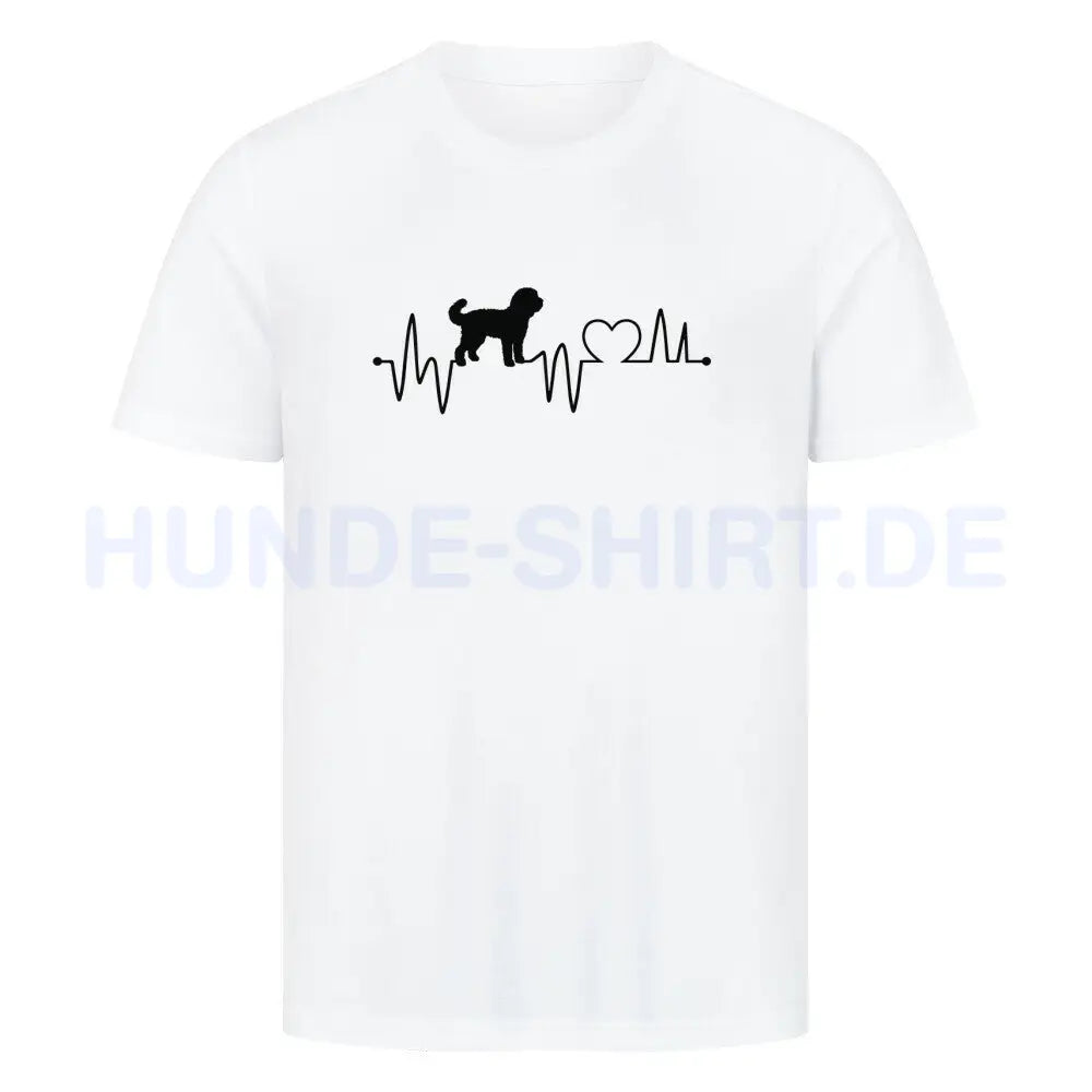 Premium T-Shirt "Golden Doodle - Heartbeat" Weiß – hunde-shirt.de