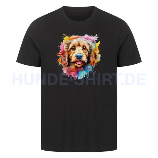 Premium T-Shirt "Golden Doodle Splash" Schwarz – hunde-shirt.de