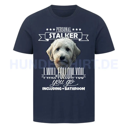 Premium T-Shirt "Golden Doodle - Stalker" French Navy – hunde-shirt.de