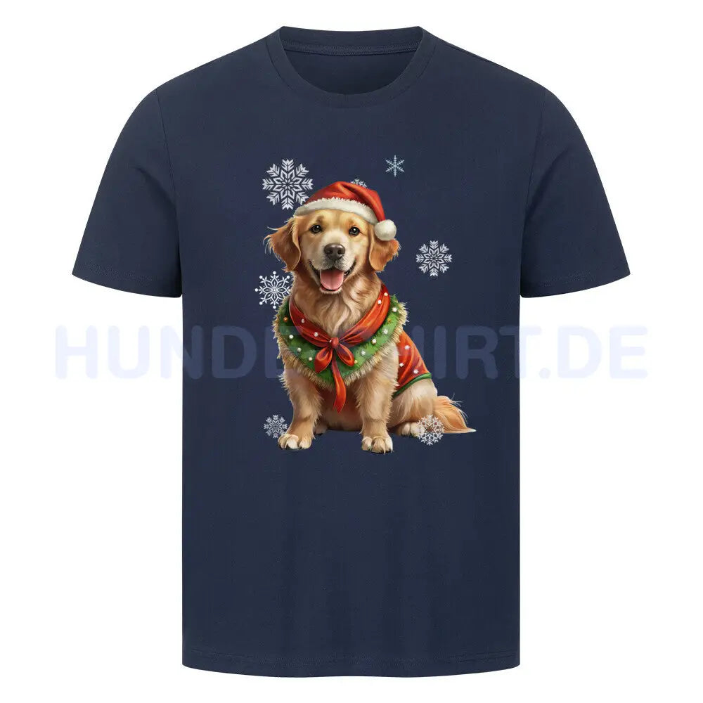 Premium T-Shirt "Golden Retriever Christmas" French Navy – hunde-shirt.de