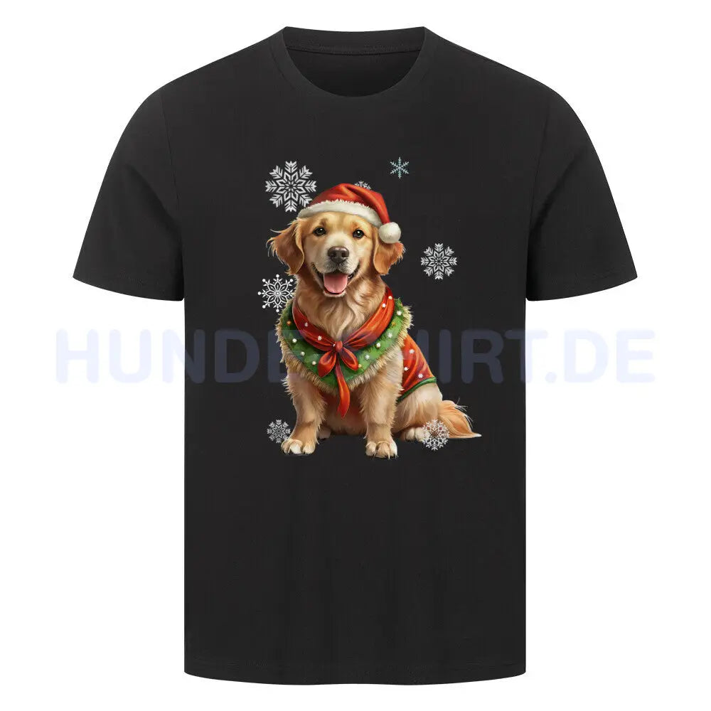 Premium T-Shirt "Golden Retriever Christmas" Schwarz – hunde-shirt.de