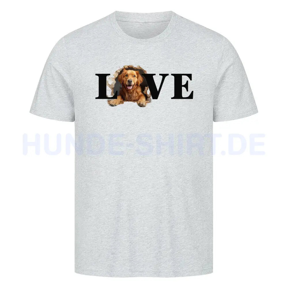 Premium T-Shirt "Golden Retriever dunkel LOVE" Heather Grey – hunde-shirt.de