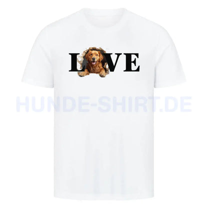 Premium T-Shirt "Golden Retriever dunkel LOVE" Weiß – hunde-shirt.de