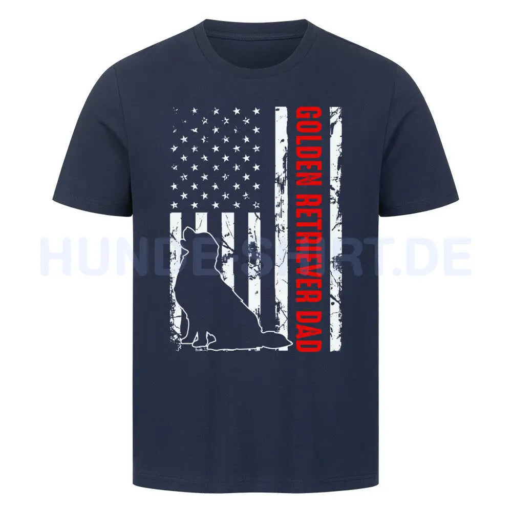 Premium T-Shirt "Golden Retriever - Flag Dad" French Navy – hunde-shirt.de