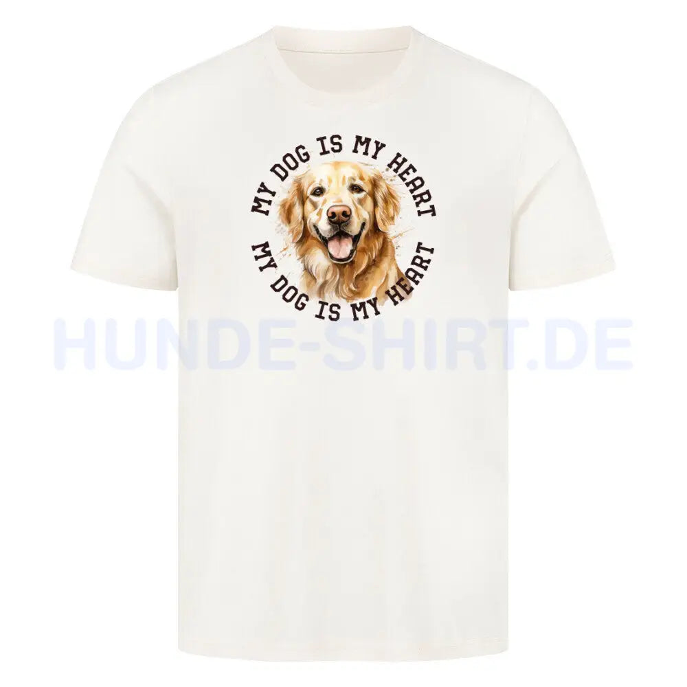 Premium T-Shirt "Golden Retriever HEART 2" Natural Raw – hunde-shirt.de