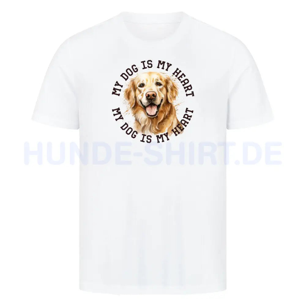 Premium T-Shirt "Golden Retriever HEART 2" Weiß – hunde-shirt.de