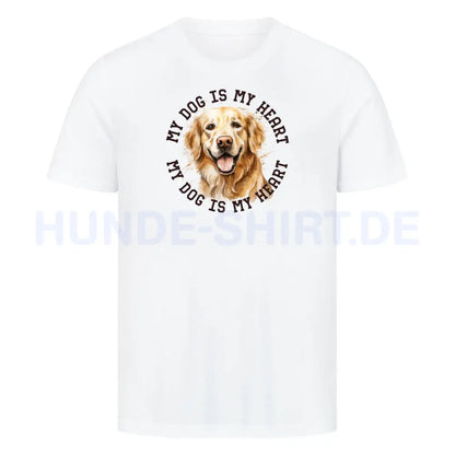 Premium T-Shirt "Golden Retriever HEART 2" Weiß – hunde-shirt.de