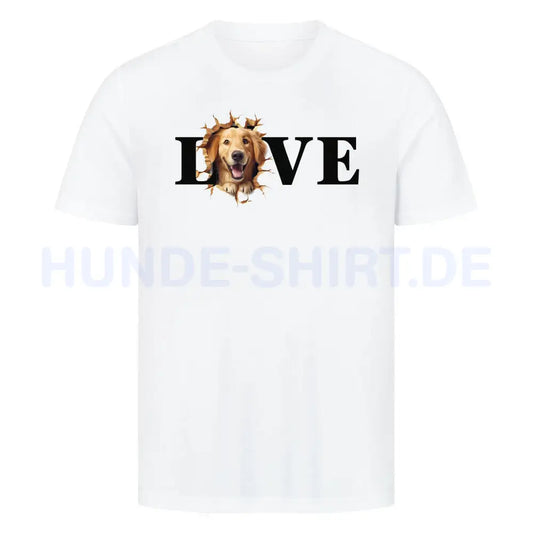 Premium T-Shirt "Golden Retriever hell LOVE" Weiß – hunde-shirt.de