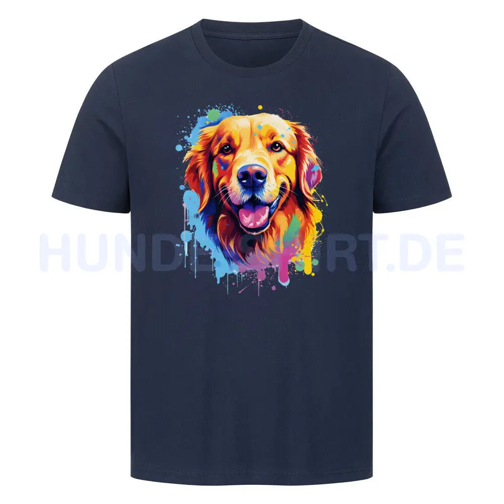 Premium T-Shirt "Golden Retriever Paint" French Navy – hunde-shirt.de