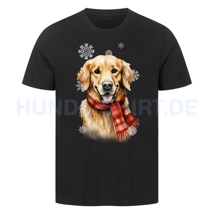 Premium T-Shirt "Golden Retriever Winter rot" Schwarz – hunde-shirt.de