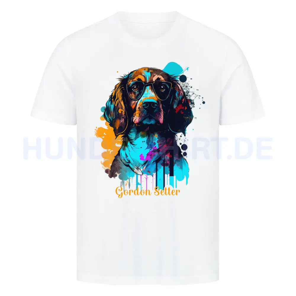 Premium T-Shirt "Gordon Setter - Fashion" Weiß – hunde-shirt.de