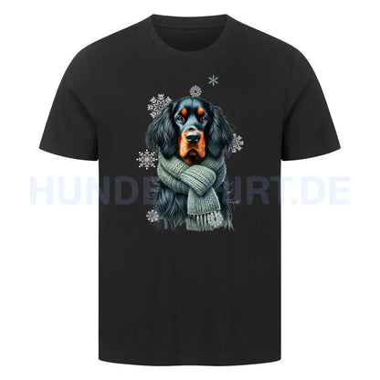 Premium T-Shirt "Gordon Setter Winter" Schwarz – hunde-shirt.de