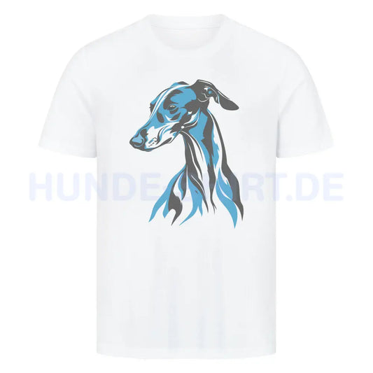 Premium T-Shirt "Greyhound - Blue" Weiß – hunde-shirt.de