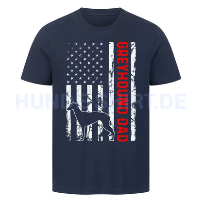 Premium T-Shirt "Greyhound - Flag Dad" French Navy – hunde-shirt.de