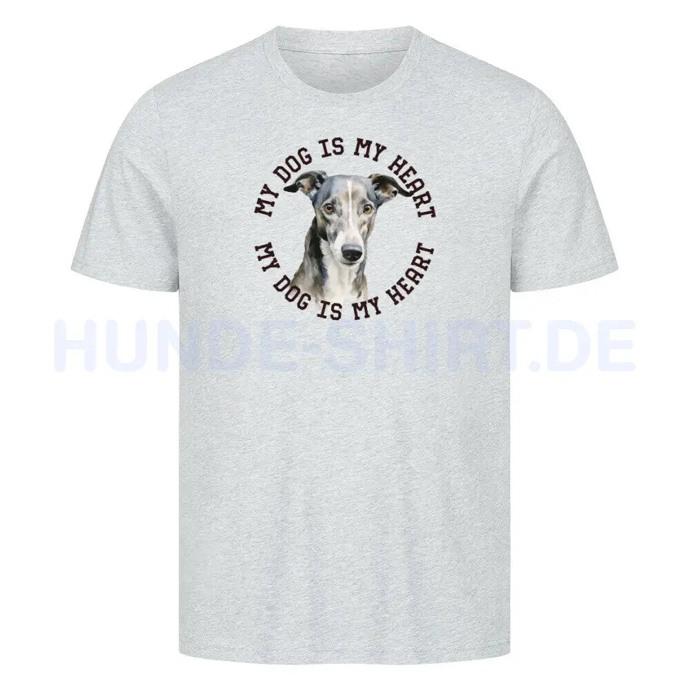 Premium T-Shirt "Greyhound HEART" Heather Grey – hunde-shirt.de