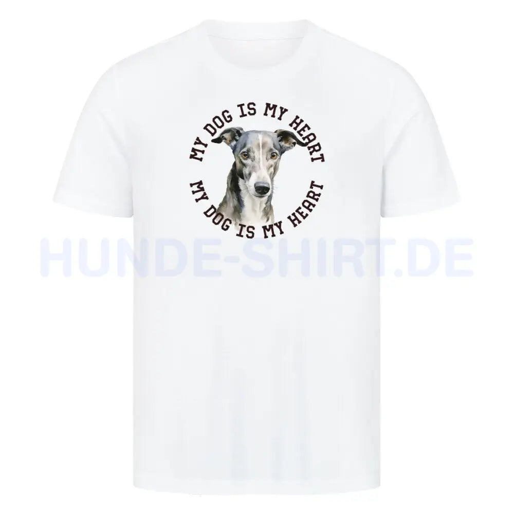 Premium T-Shirt "Greyhound HEART" Weiß – hunde-shirt.de