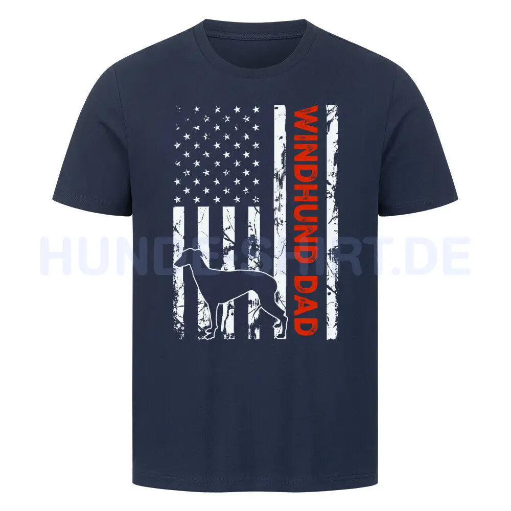 Premium T-Shirt "Greyhound - Windhund Flag" French Navy – hunde-shirt.de