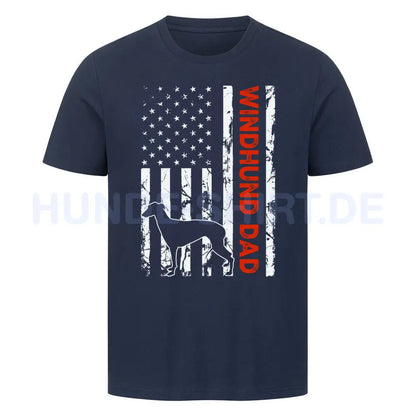 Premium T-Shirt "Greyhound - Windhund Flag" French Navy – hunde-shirt.de