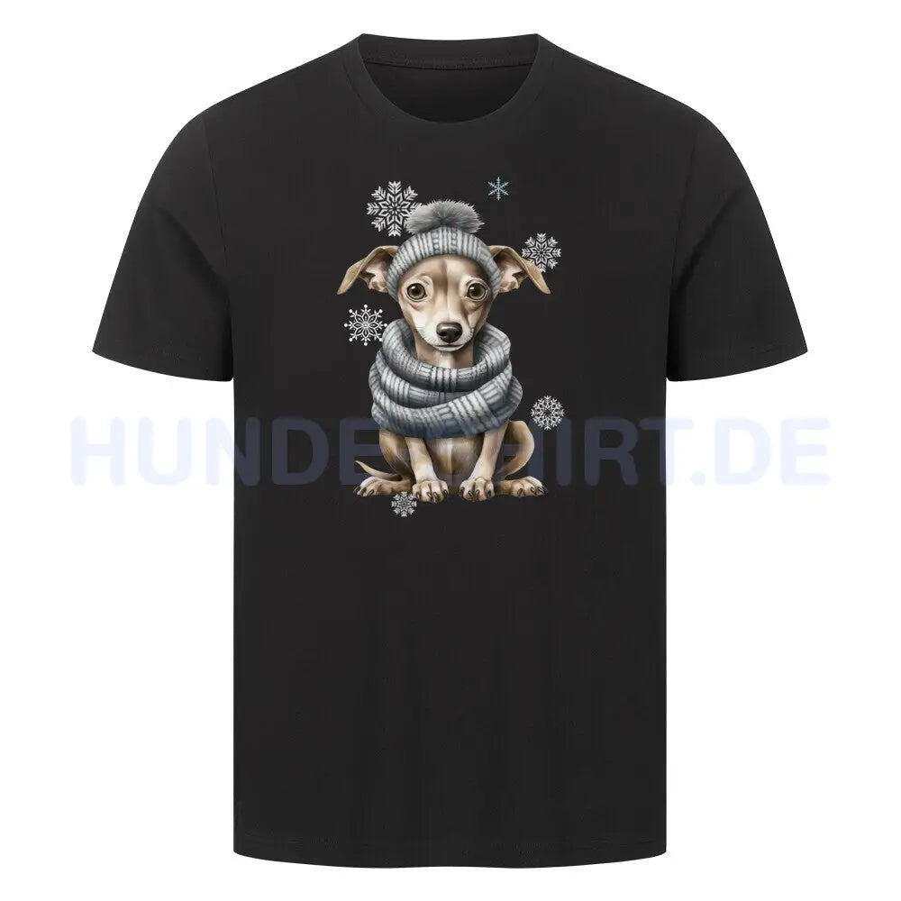 Premium T-Shirt "Greyhound Winter Grau" Schwarz – hunde-shirt.de