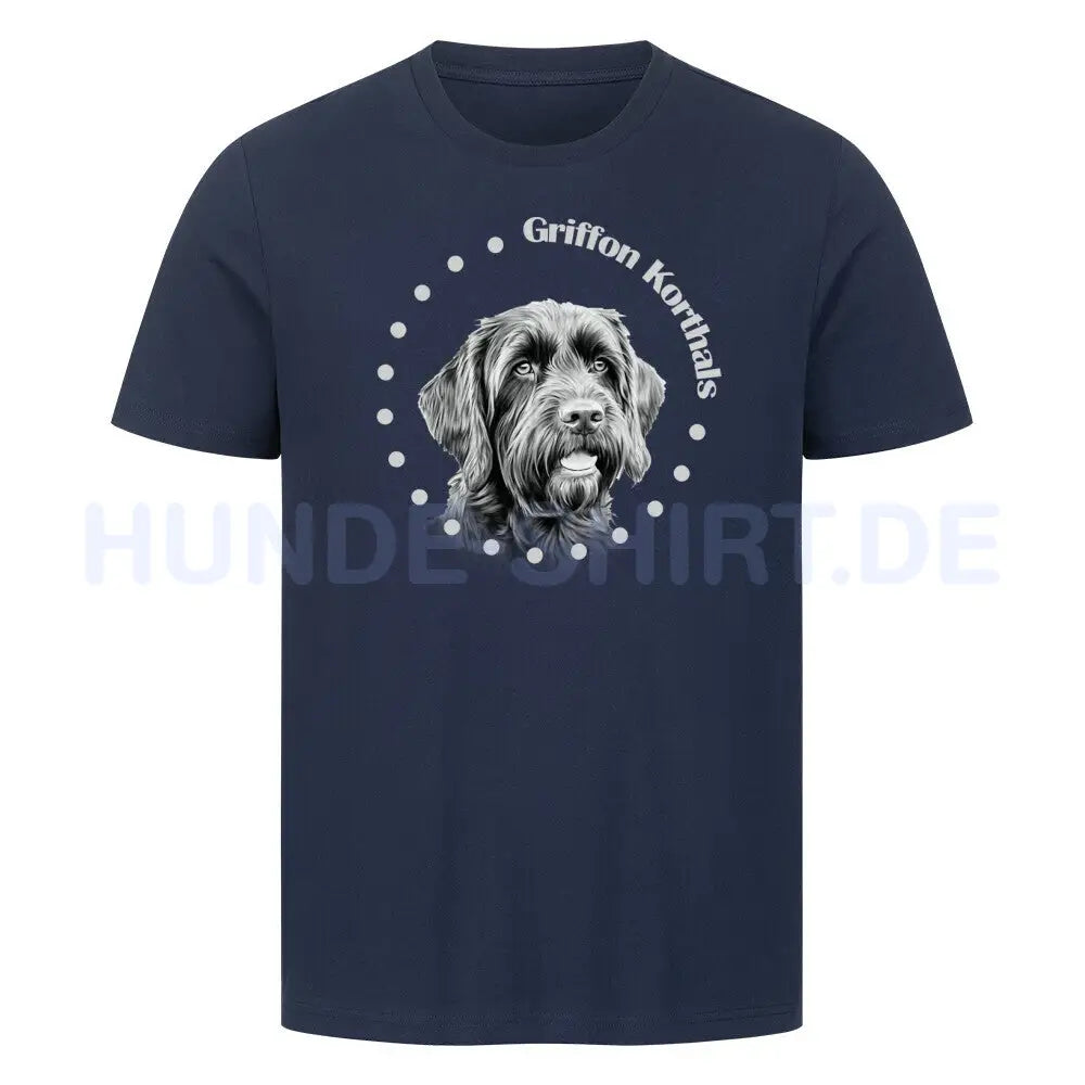 Premium T-Shirt "Griffon Korthals Rounded" French Navy – hunde-shirt.de