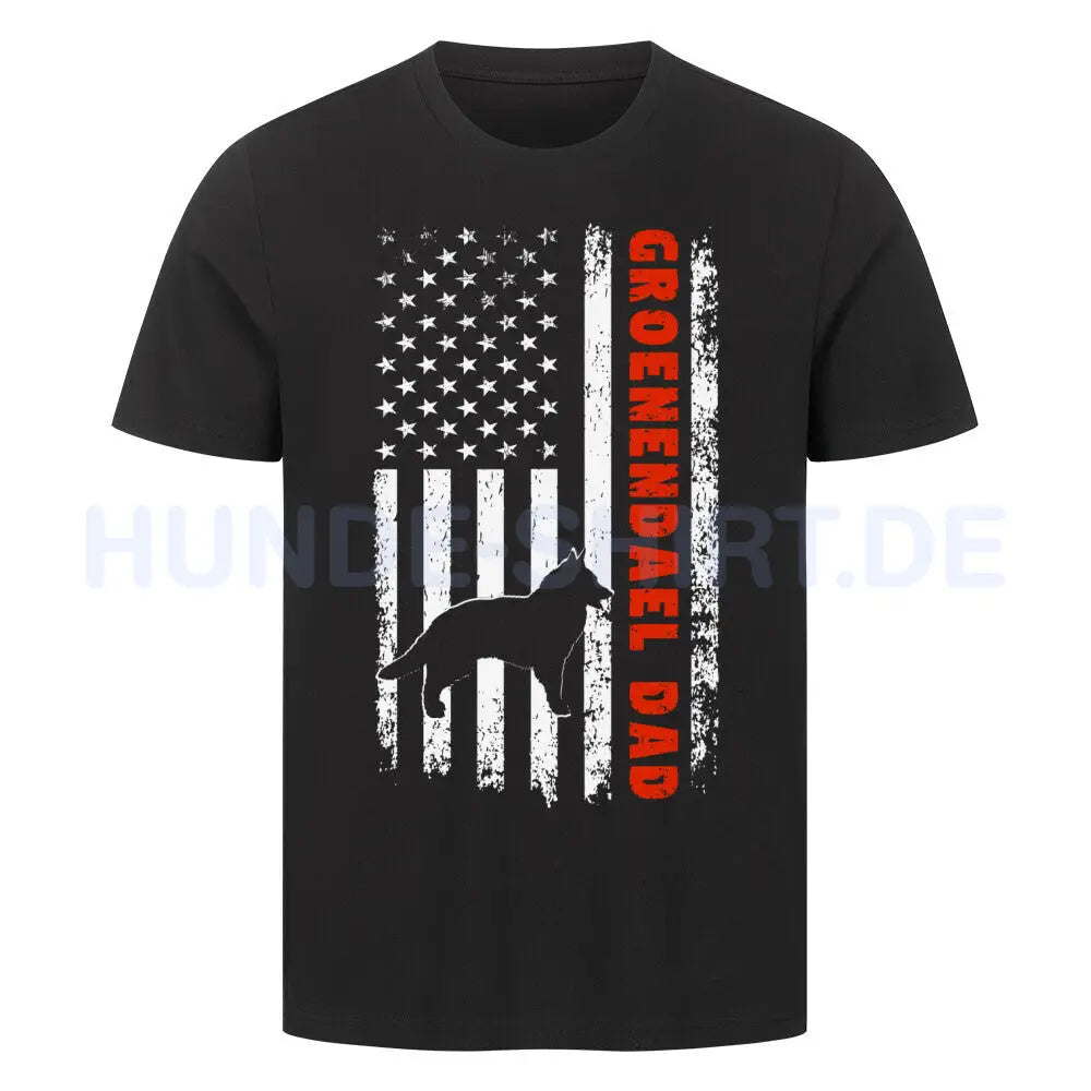 Premium T-Shirt "Groenendael - Flag Dad" Schwarz – hunde-shirt.de