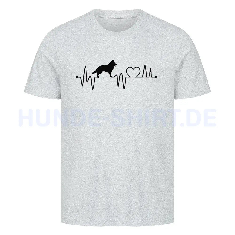 Premium T-Shirt "Groenendael - Heartbeat" Heather Grey – hunde-shirt.de