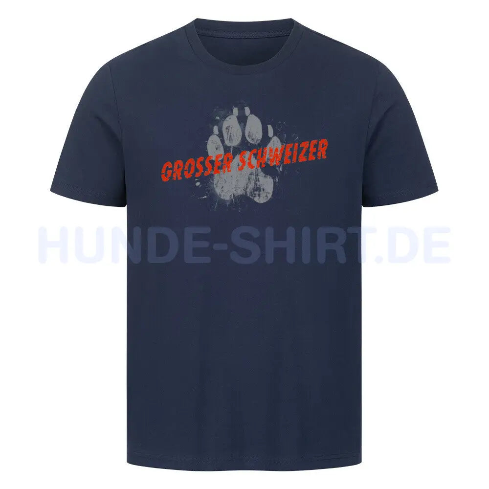 Premium T-Shirt "Großer Schweizer - PAW" French Navy – hunde-shirt.de