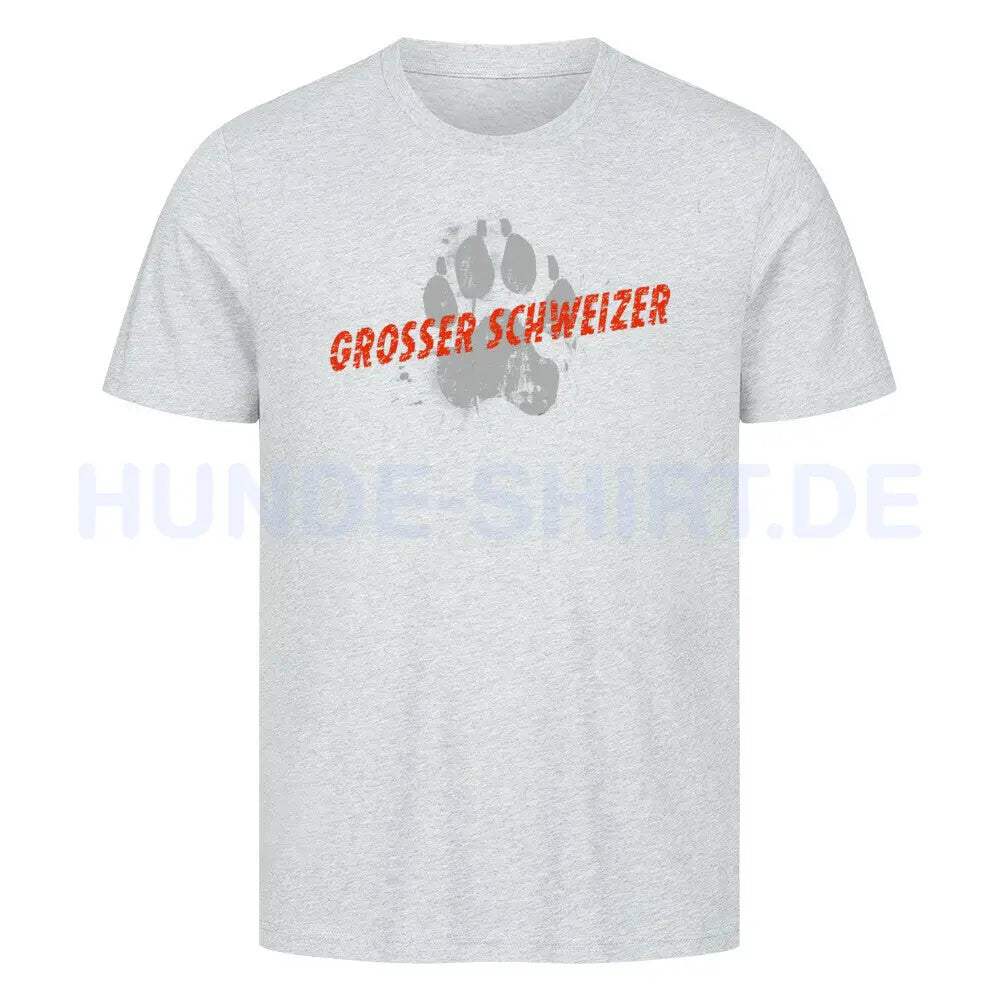 Premium T-Shirt "Großer Schweizer - PAW" Heather Grey – hunde-shirt.de