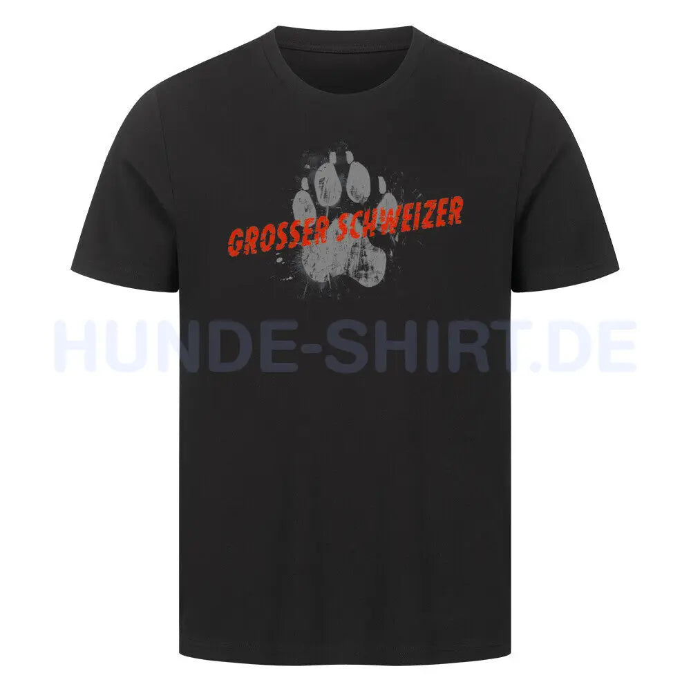 Premium T-Shirt "Großer Schweizer - PAW" Schwarz – hunde-shirt.de