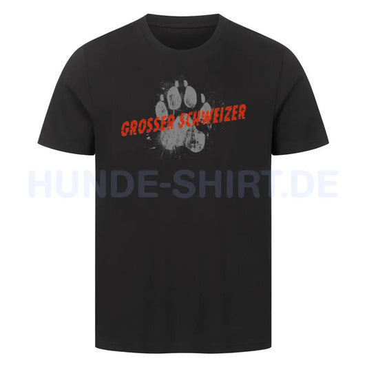 Premium T-Shirt "Großer Schweizer - PAW" Schwarz – hunde-shirt.de