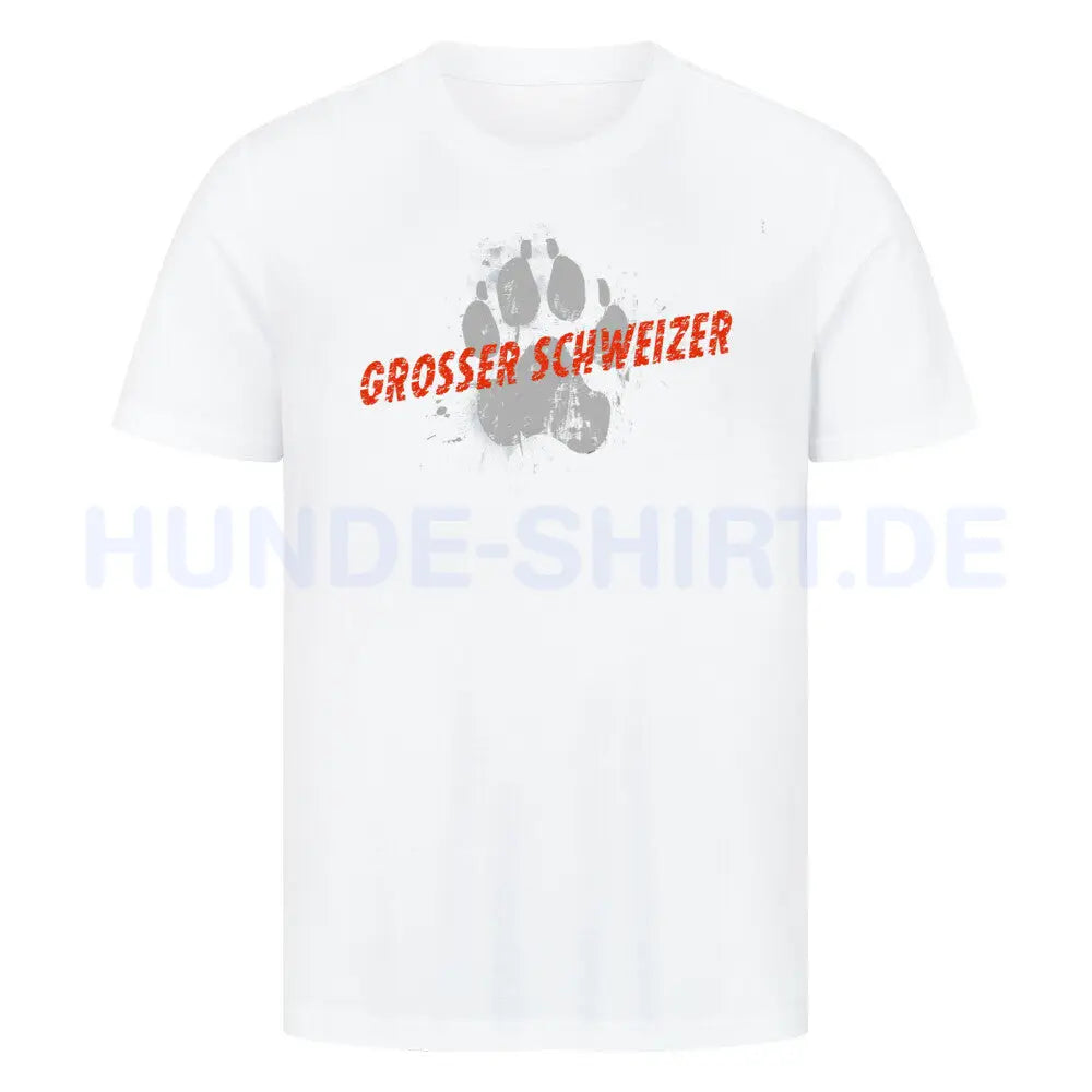 Premium T-Shirt "Großer Schweizer - PAW" Weiß – hunde-shirt.de