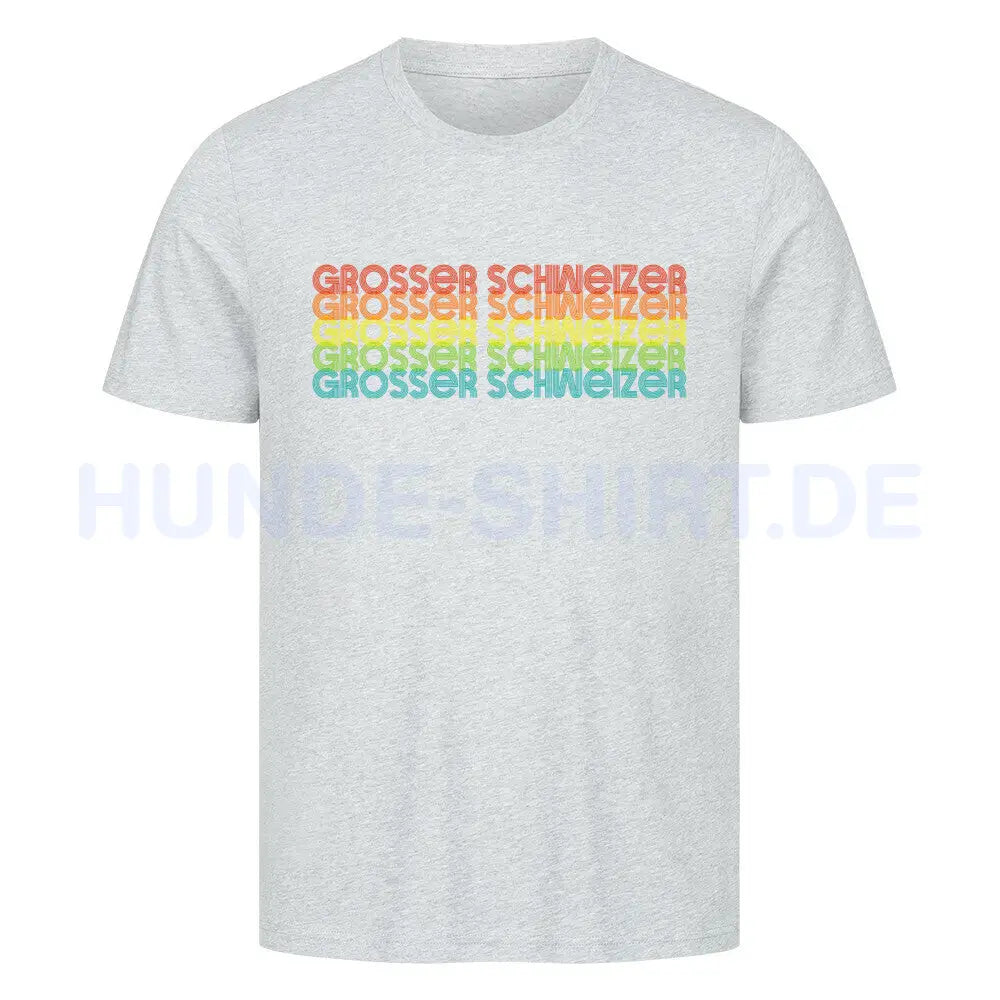 Premium T-Shirt "Großer Schweizer - RETRO" Heather Grey – hunde-shirt.de