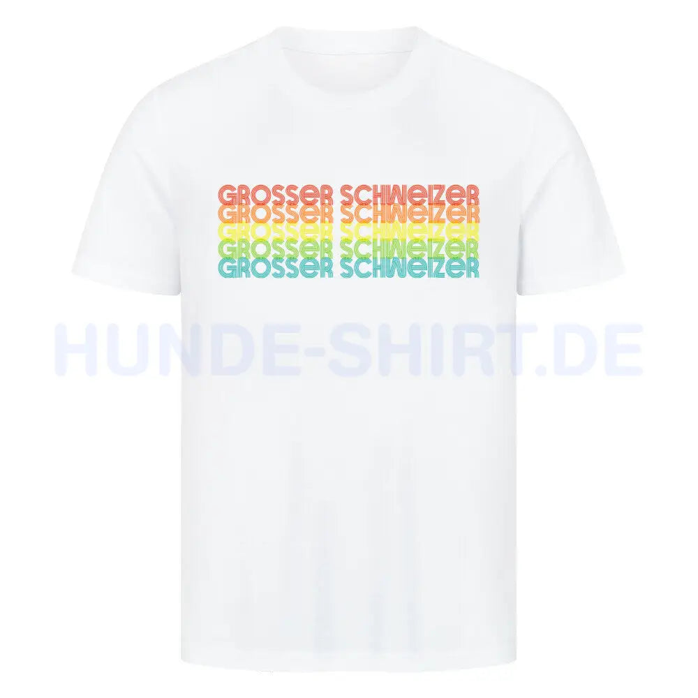 Premium T-Shirt "Großer Schweizer - RETRO" Weiß – hunde-shirt.de