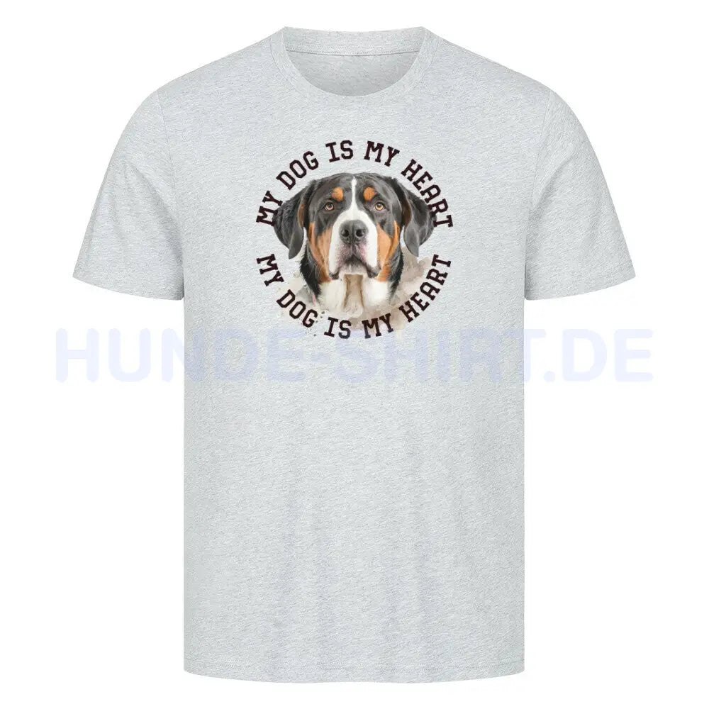 Premium T-Shirt "Großer Schweizer Sennenhund HEART" Heather Grey – hunde-shirt.de