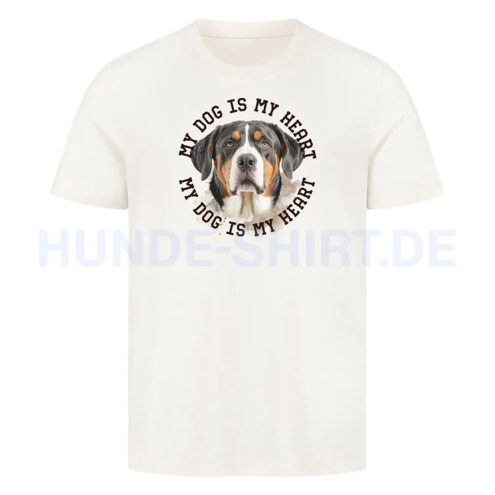 Premium T-Shirt "Großer Schweizer Sennenhund HEART" Natural Raw – hunde-shirt.de