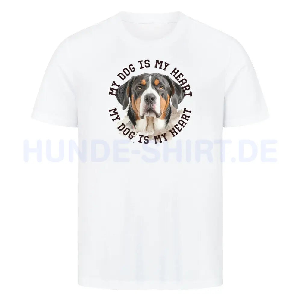 Premium T-Shirt "Großer Schweizer Sennenhund HEART" Weiß – hunde-shirt.de