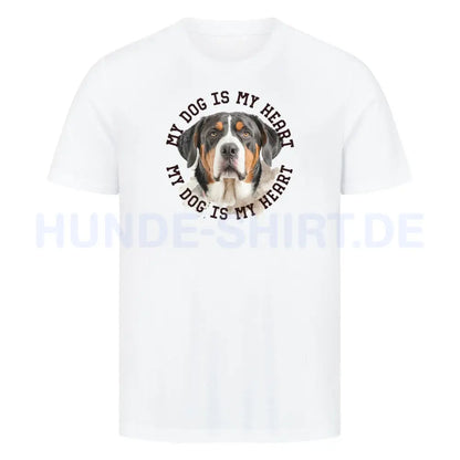 Premium T-Shirt "Großer Schweizer Sennenhund HEART" Weiß – hunde-shirt.de