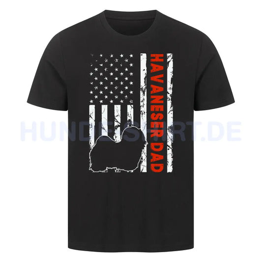 Premium T-Shirt "Havaneser - Flag Dad" Schwarz – hunde-shirt.de