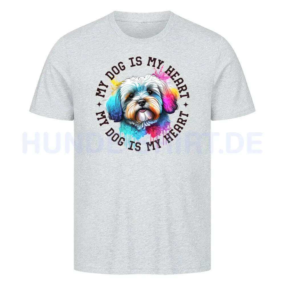 Premium T-Shirt Havaneser HEART" Heather Grey – hunde-shirt.de