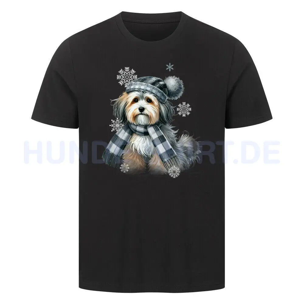 Premium T-Shirt "Havaneser Winter" Schwarz – hunde-shirt.de